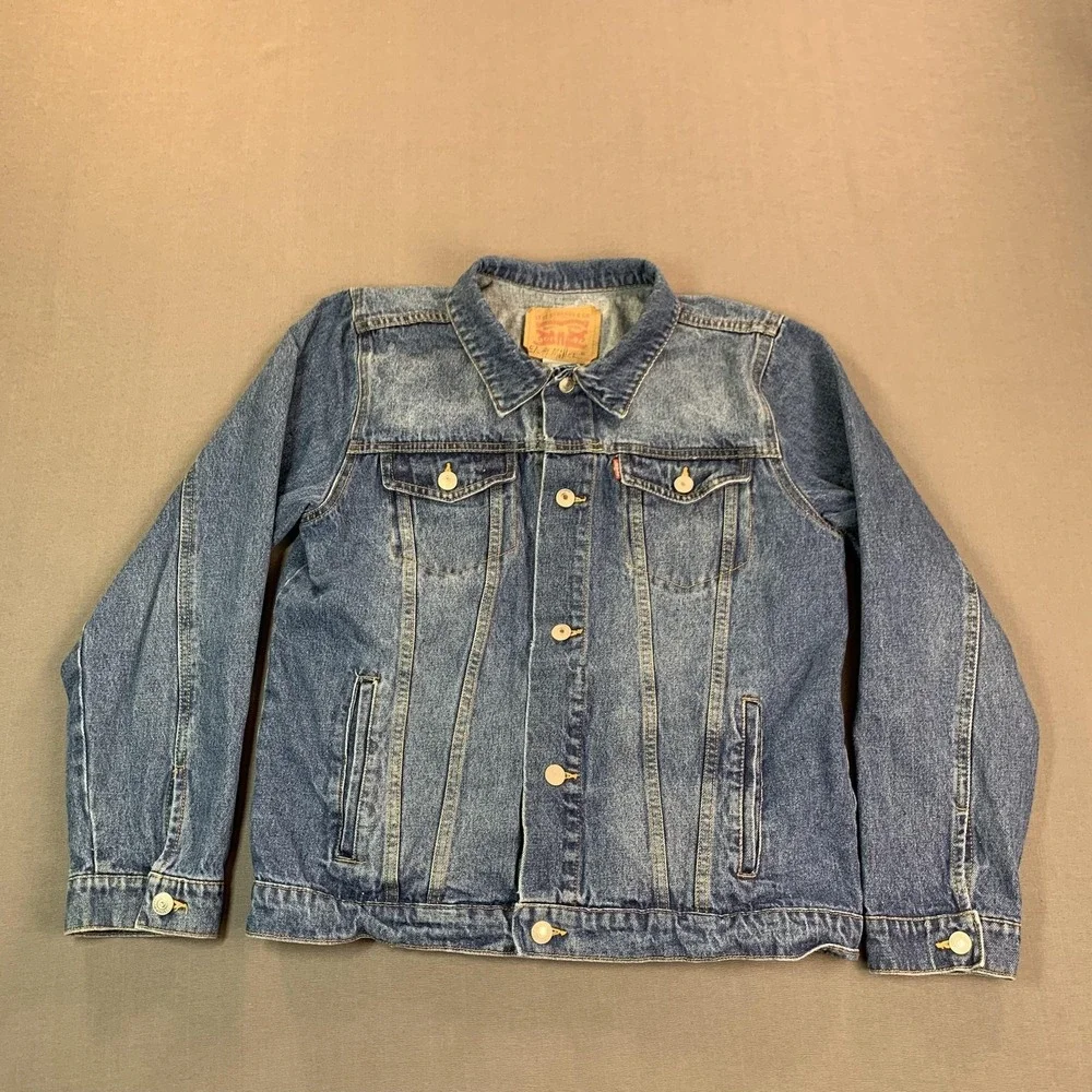 Levi's Jacket Youth XL Blue‎ Jean Denim Trucker Button Front Pockets 13-15 Yrs